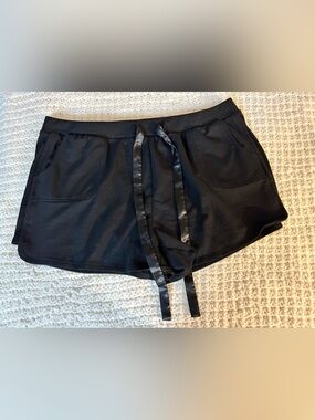 Flora Nikrooz Black Athletic Lounge Shorts with Satin Tie